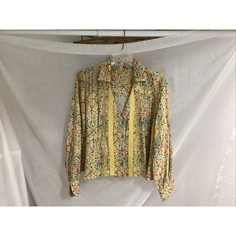 pilcro anthropologie tops small yellow floral peasant boho